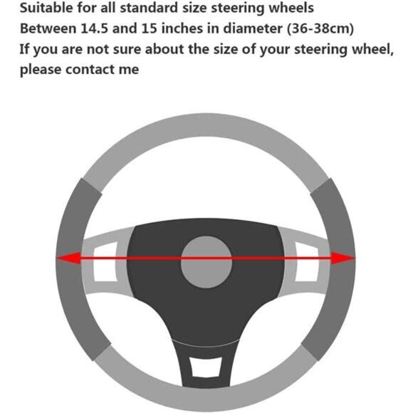 Soft Microfiber Leather Steering Wheel Cover, Universal 15 Inch for Women - Picture 5 of 8